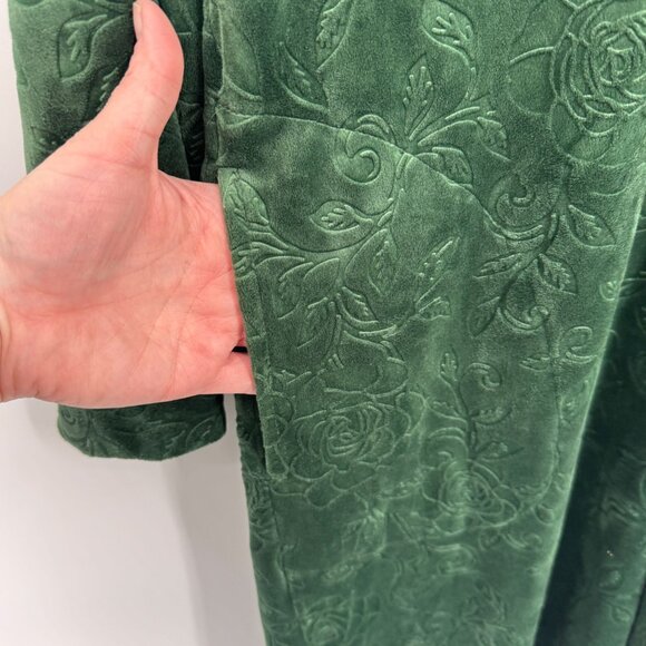 Miss Elaine Full Zip Gown Robe Womens Small Green Fleece Polyester Pockets - Picture 6 of 9